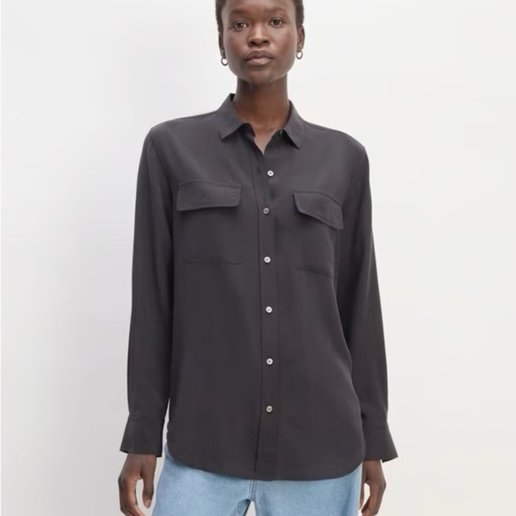 Moda International Black Button Down Blouse - Picture 1 of 4